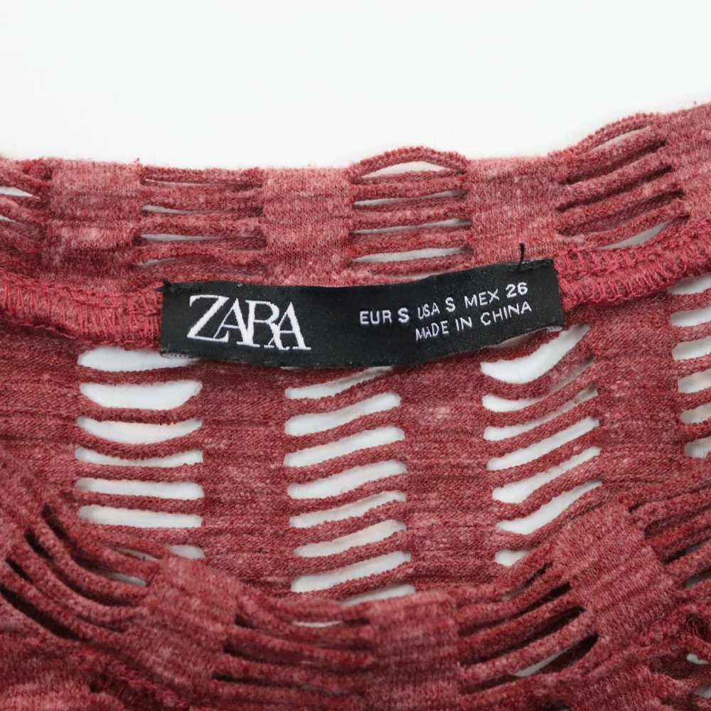Zara Womens Small Open Knit T-Shirt - Picture 5 of 5